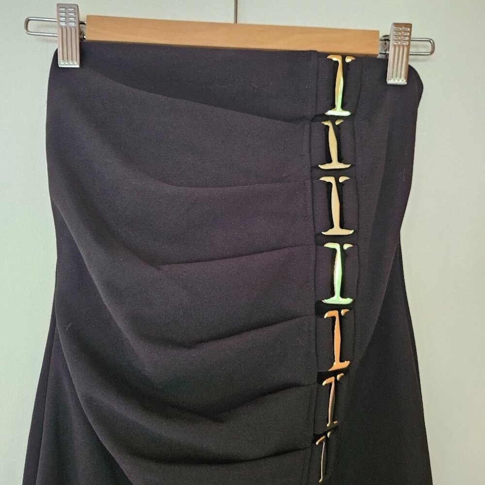 MESHKI Mercer Bandeau Midi Dress XS Black Strappless Bodycon Holiday Party Dress - Picture 6 of 11